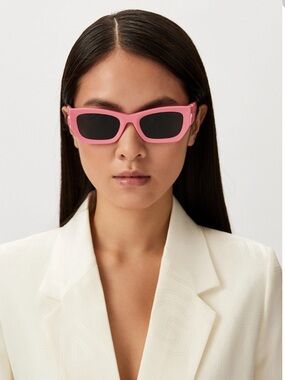 Miu Miu Pink Rectangular Sunglasses with Dark Lenses